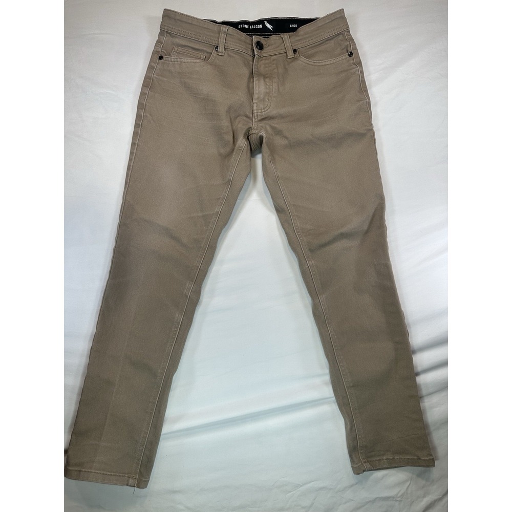 Stone Falcon Slim Fit Men's Jeans 32x30 Khaki Stretchy Fabric -Preowned